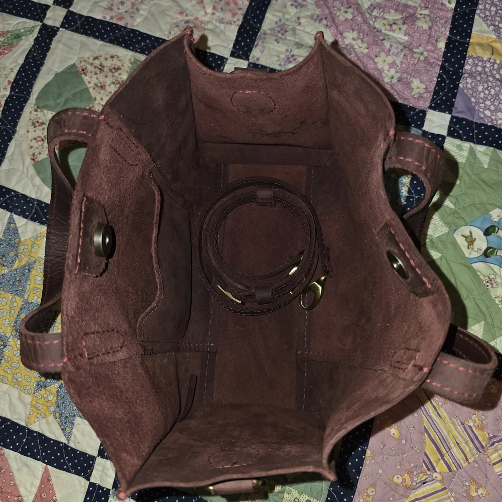 Portland Leather Burgundy Brown Crossbody Tote - Picture 2 of 4